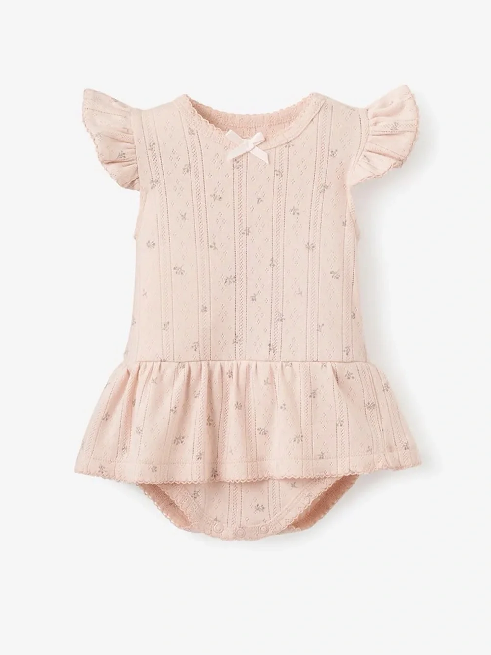 Elegant Baby Blush Floral Pointelle Bubble Romper
